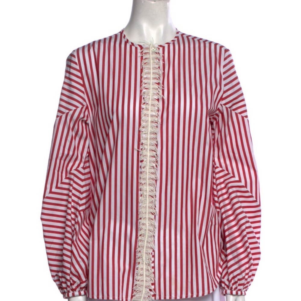 Silvia Tcherassi Red And White Striped Cotton Blouse Size Large